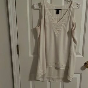 White House Black Market Cream Sleeveless Blouse